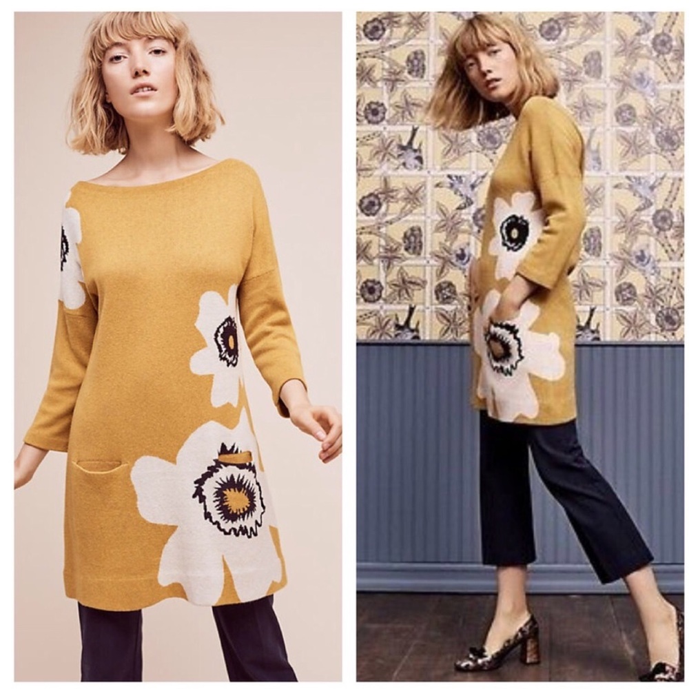 Anthropologie Field Flower Poppy Pocket Tunic